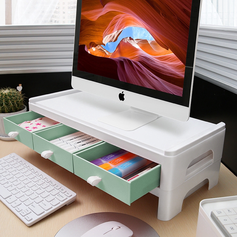 Raised monitor rack, office desktop computer base stand, desk keyboard