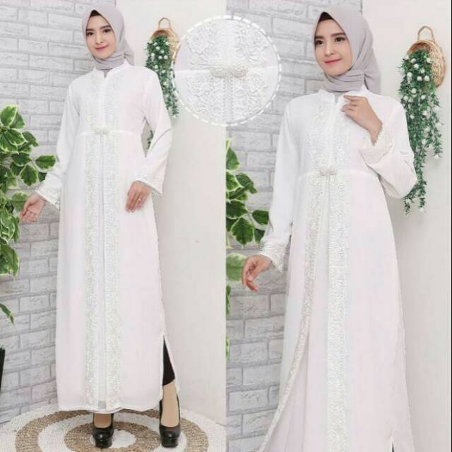 Gamis Shari Gamis Putih Premium Gamis Eid Gamis Party Size M / L / XL