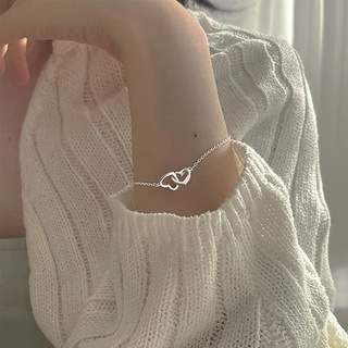 Image of thu nhỏ Fashion Double Heart Silver Plated Interlocking Petite Heart Bracelet For Women #1