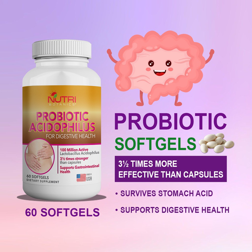 Nutri Botanics Probiotics Acidophilus 60 Softgel Digestive & Immune Health Probiotic