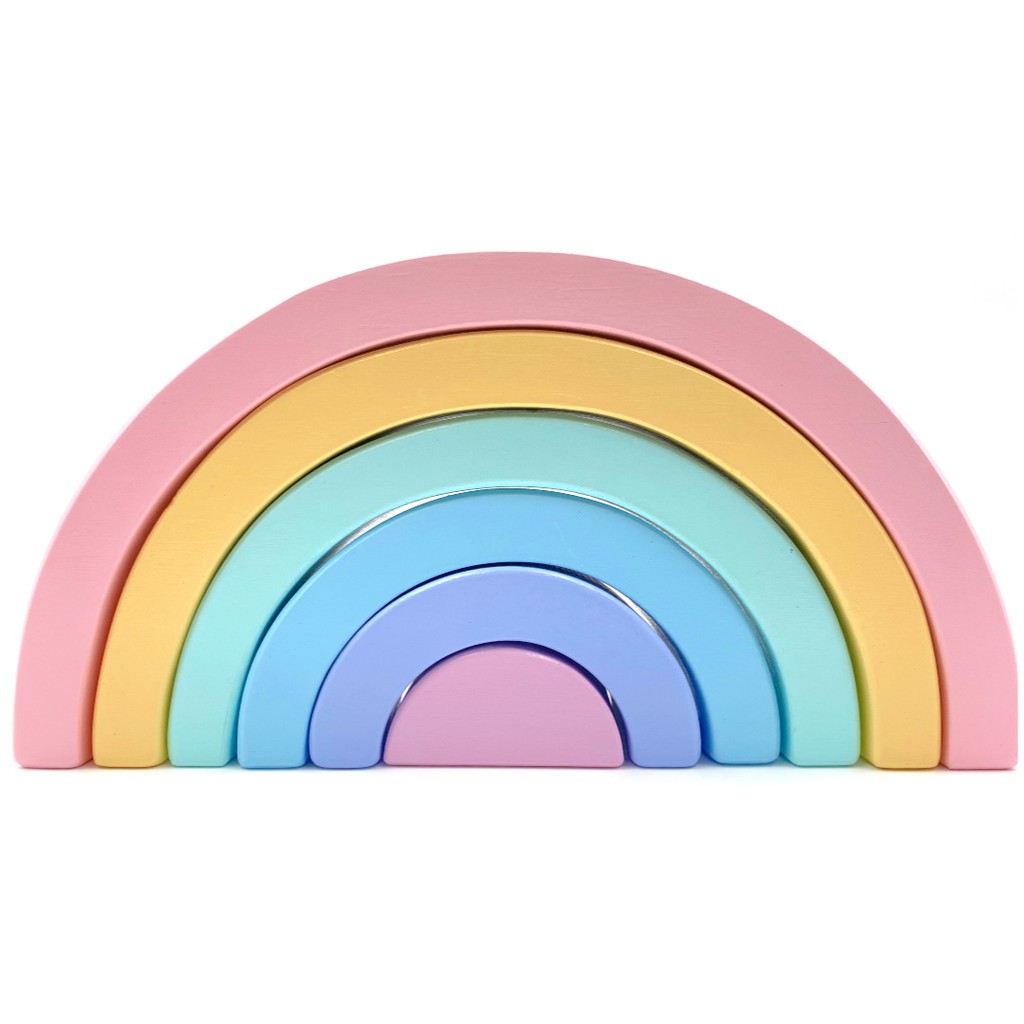 Wooden Macaron Pastel Rainbow Stacker 