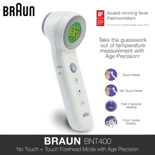 Braun 3-in-1 No Touch + Touch Forehead Thermometer with Age Precision - BNT400 With One Year Warranty