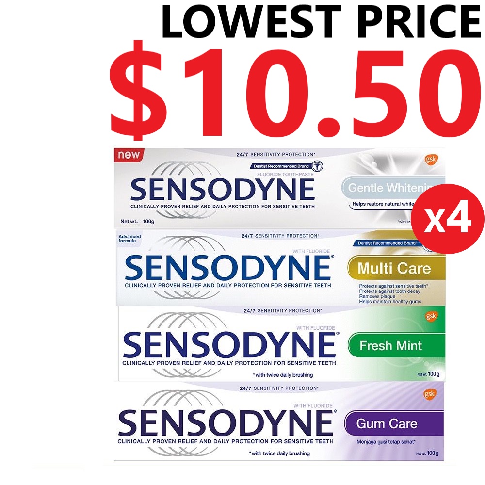 Sensodyne Toothpaste 24/7 Protection, 100g [Bundle 4 Tubes] Shopee