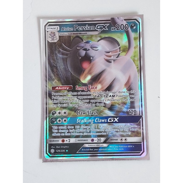 Pokemon alolan persian gx cosmic eclipse card Shopee Singapore