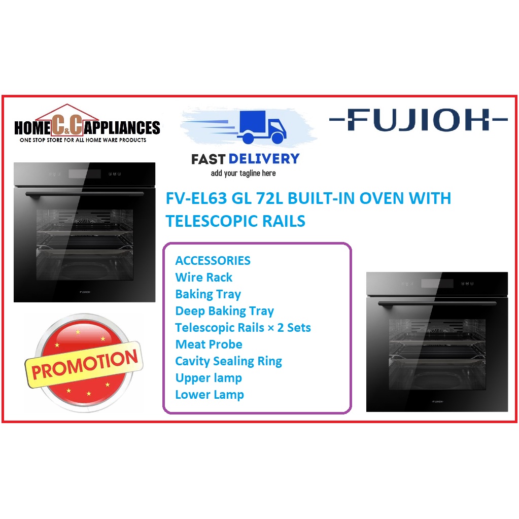 FUJIOH FVEL63 72L BUILTIN OVEN WITH TELESCOPIC RAILS Shopee Singapore