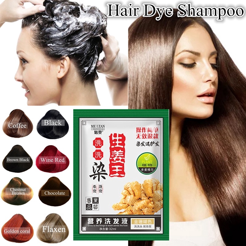 32ml Natural Soft Shiny Brown Golden Hair Dye Shampoo Wine Red Purple Hair  Color Shampoo Black Grey Hair Removal for Men Women | Shopee Singapore