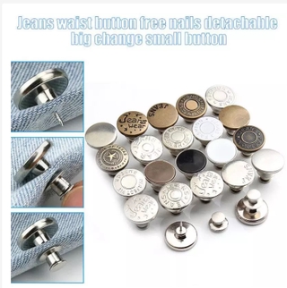 Image of Retractable Jeans Button Adjustable Removable Stapleless Buttons Metal B6J8