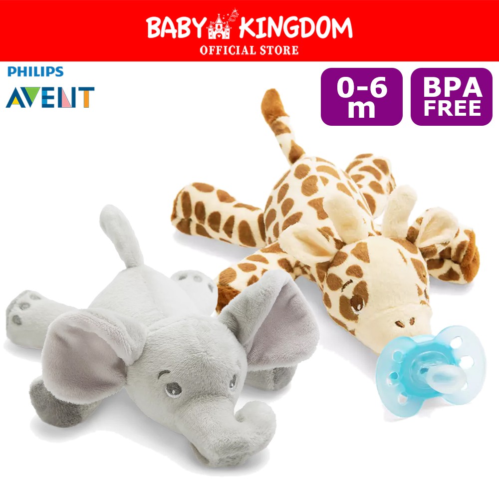 Philips Avent Ultra Soft Snuggle Pacifier (Elephant/ Giraffe) (06m