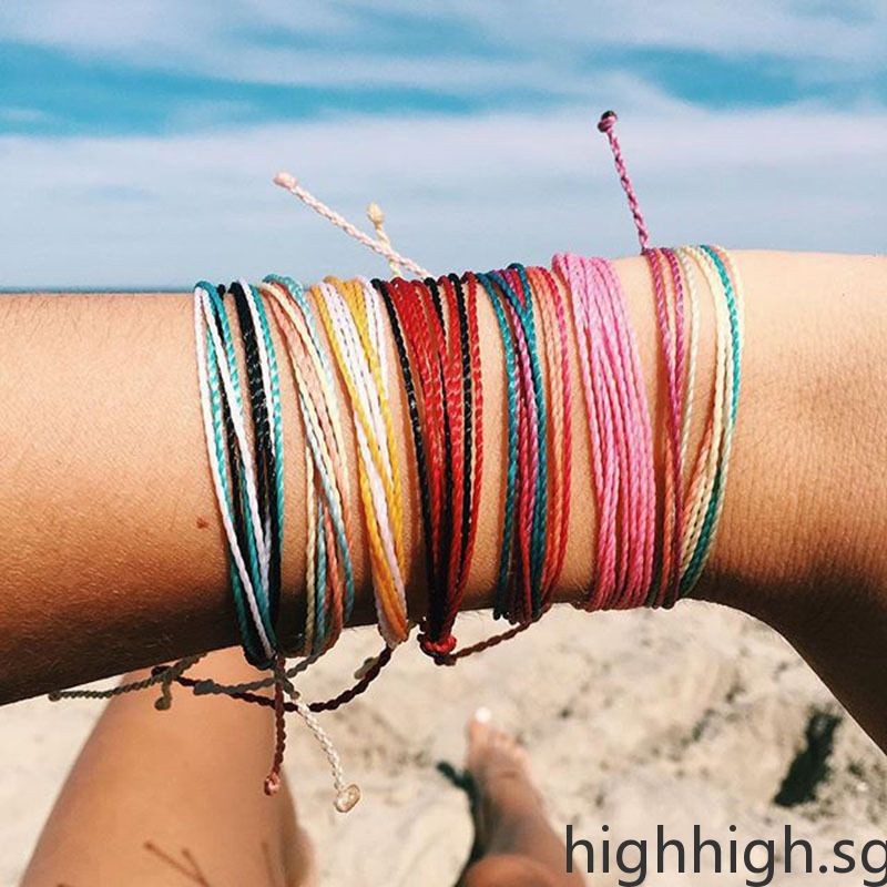 Adjustable Waterproof Wax String Bracelet Boho Handmade Rope Bangles ...