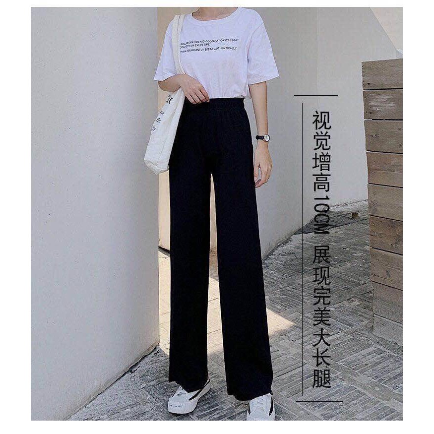 white high waisted wide leg trousers