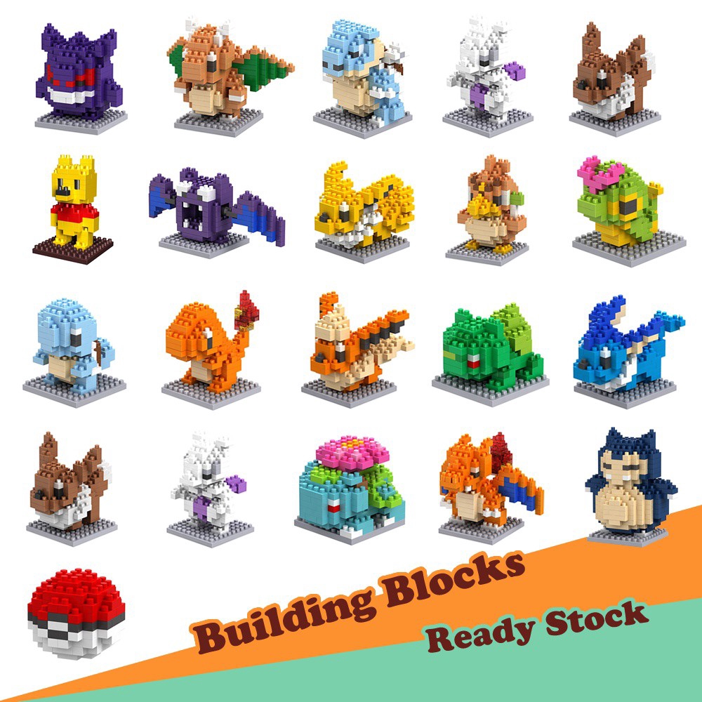 Available Ready Stock Types Diy Pokemon Lego Compatible Mini Building Blocks Shopee Singapore