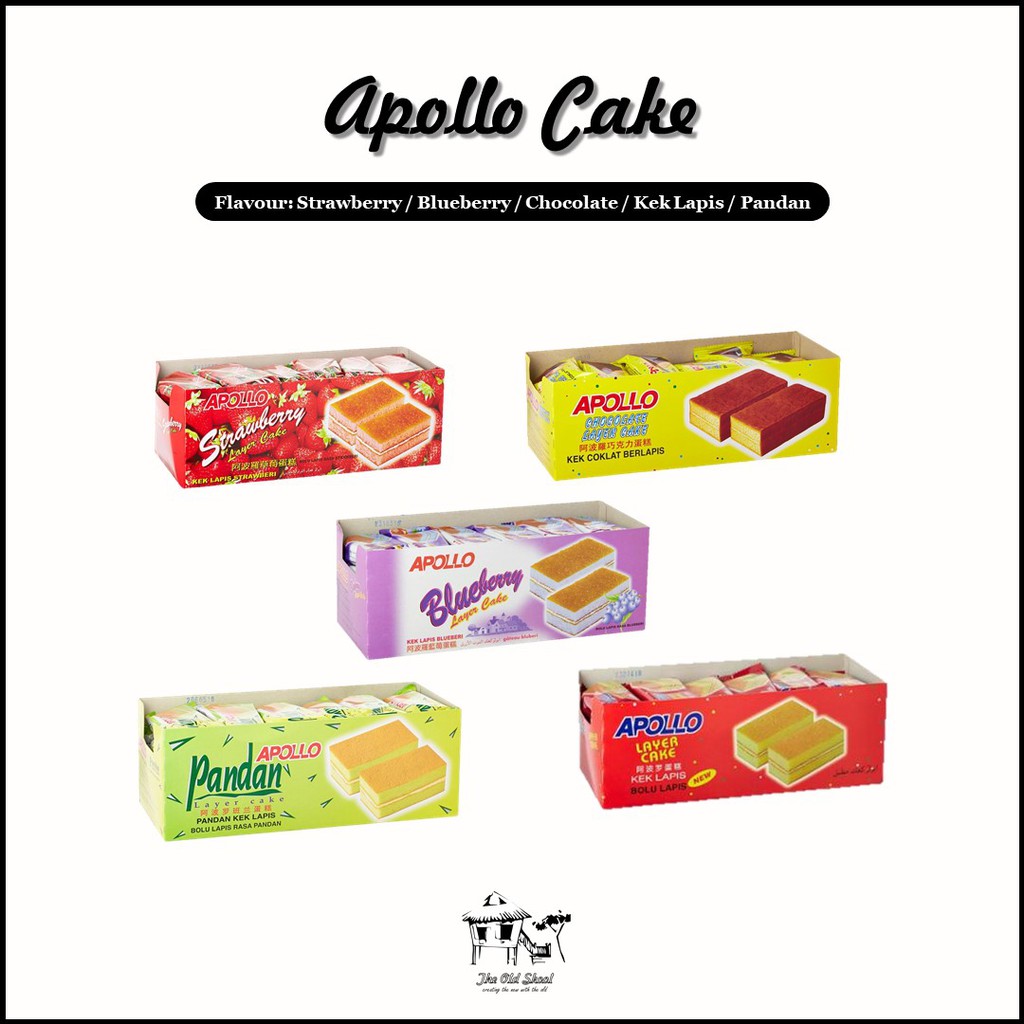 Apollo Cake Strawberry Blueberry Chocolate Kek Lapis Pandan 24 Packets X 18 Grams Shopee Singapore