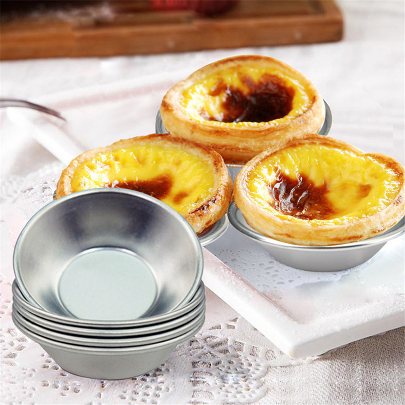 10Pcs Reusable Tinplate Flower Egg Tart Mold / Alloy Cupcake Egg Tart