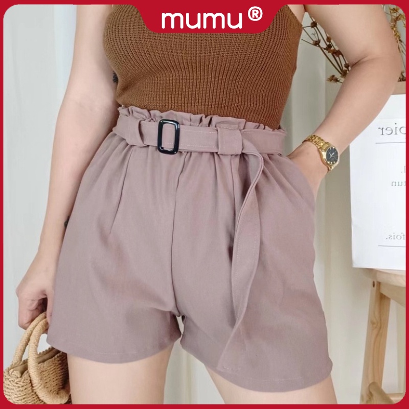 Mumu Dahlia High Waist Buckle Short With Two Side Pocket