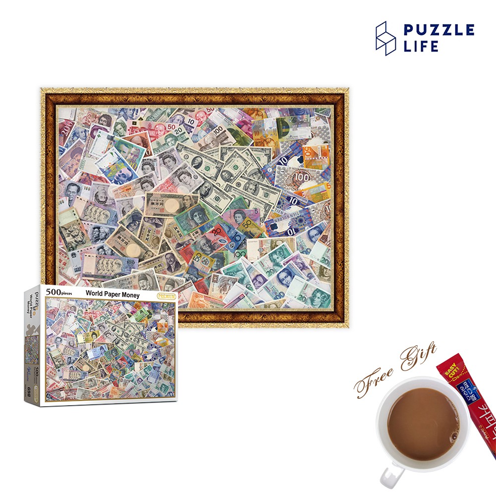 🇰🇷 [Puzzle Life] Jigsaw Puzzle World Paper Money (500pcs) 100 A/S