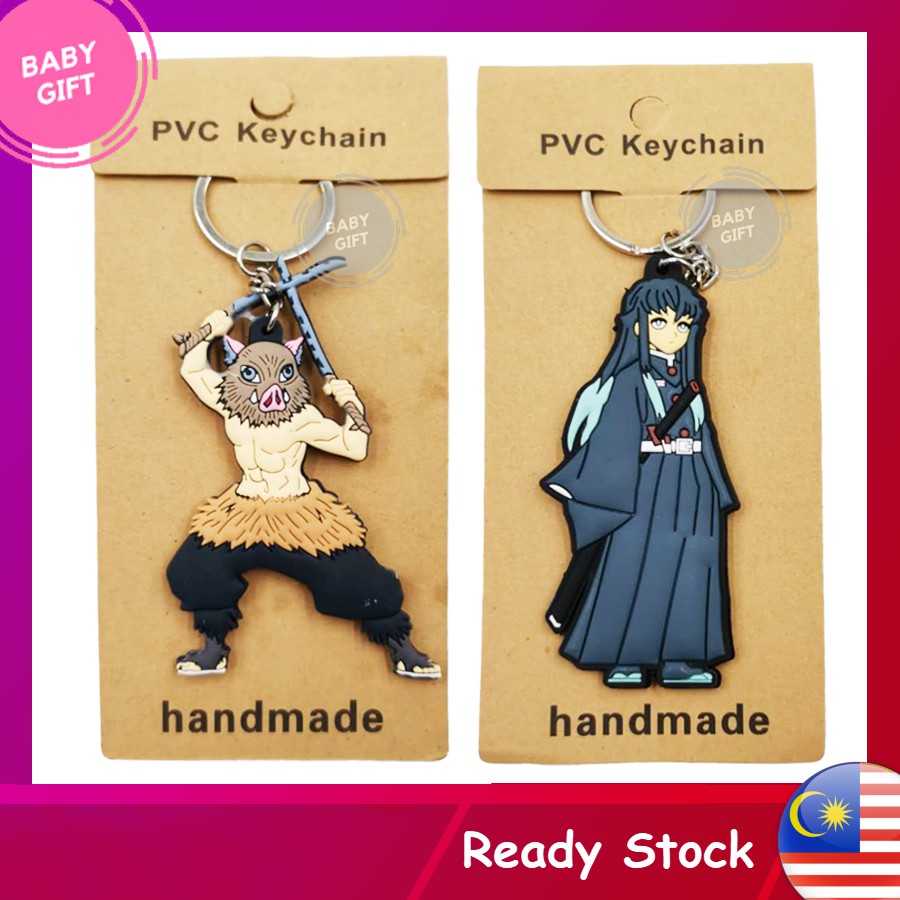 Shop Malaysia Cute Cartoon Pvc Key Chain Dual Face Demon Slayer Kimetsu No Yaiba Inosuke Hashibira Muichiro Tokito Keychain Shopee Singapore