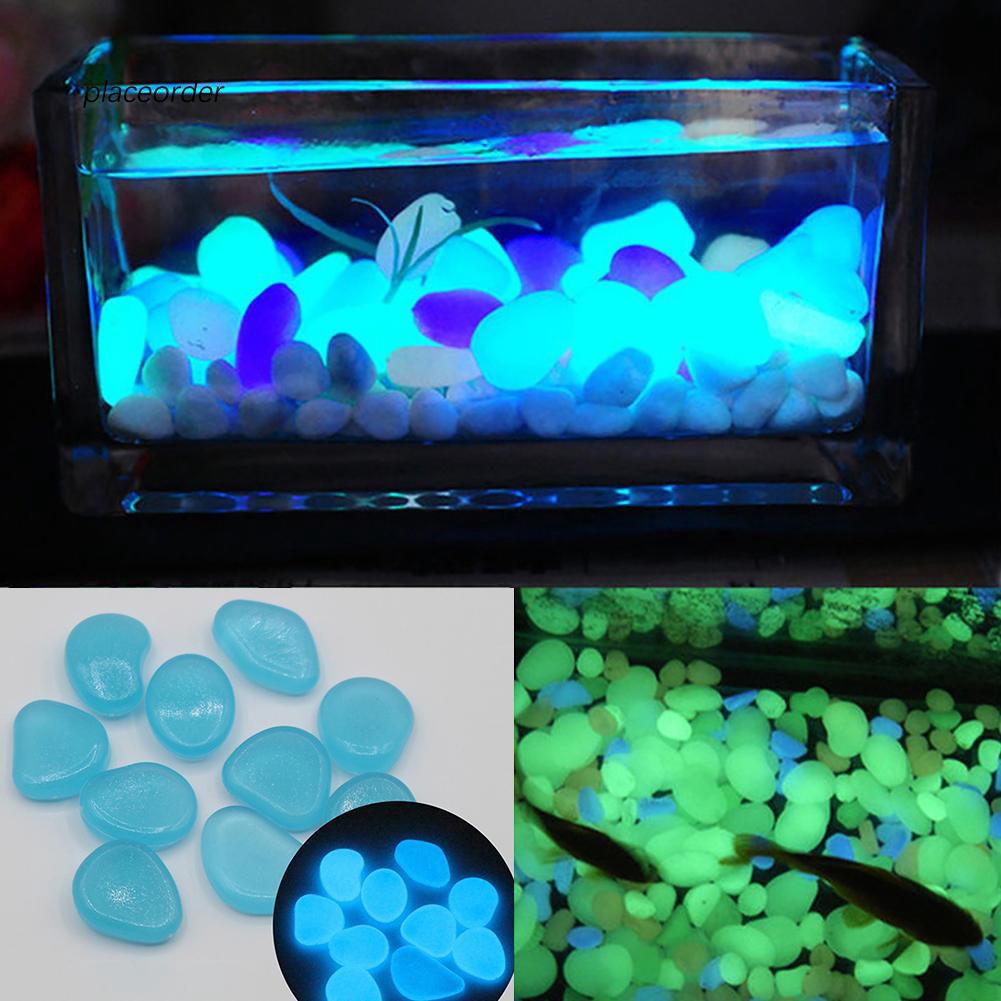 100pcs Garden Aquariums Fish Tank Decor Luminous Glow in The Dark Stones Pebbles