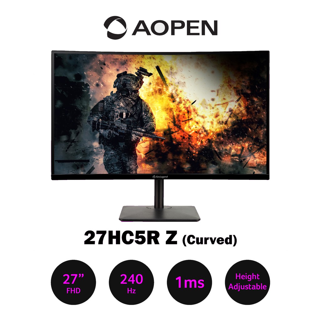 AOPEN 27HC5R Z 27-Inch FHD 240Hz 1ms Zero Frame Curved LCD (1500R ...