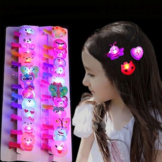 1 Pc Random Color Children Cartoon LED Light Props Kids Cute Hairclip Hair Pin With Light For Party Gift