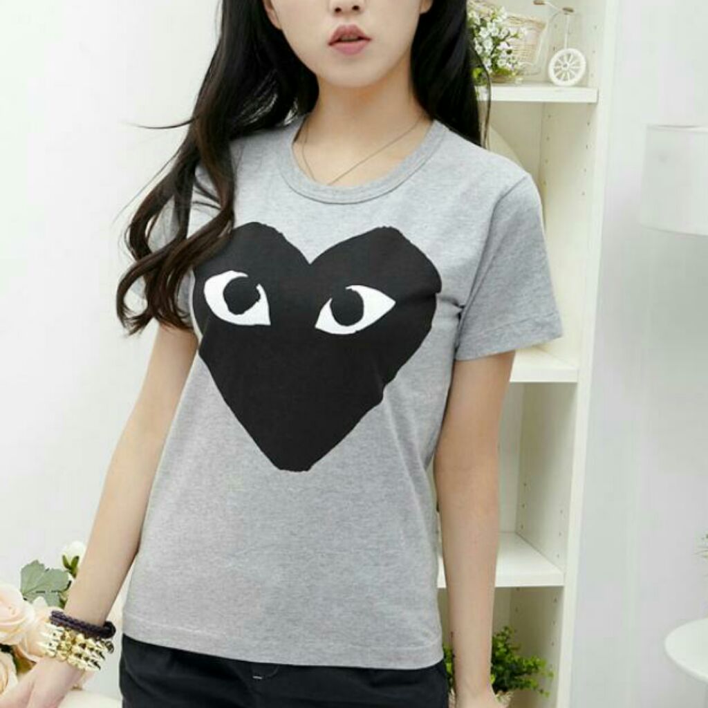 cdg grey black heart