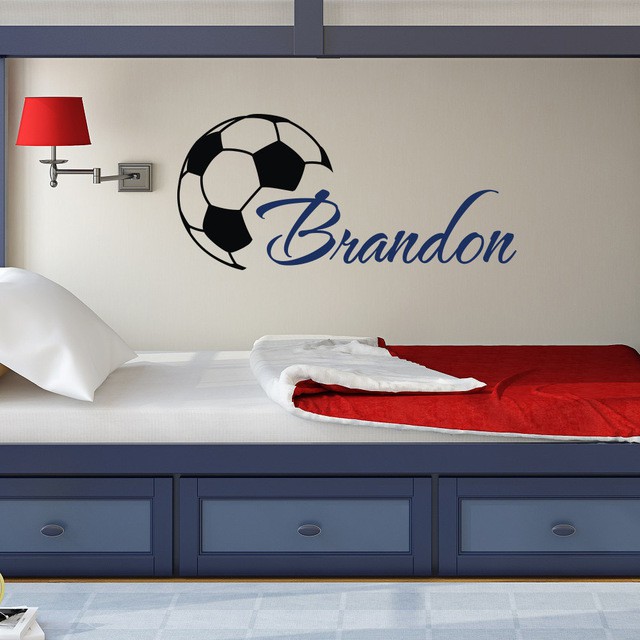 Made Art Boys Name Wall Decals With Soccer Ball Wall Stickers Kids Room Decor