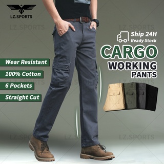 Image of Breathable Multi pockets Straight cut 100% cotton Wear-resistant Tactical Cargo pants men women 1699/28-40 Military Hiking Working