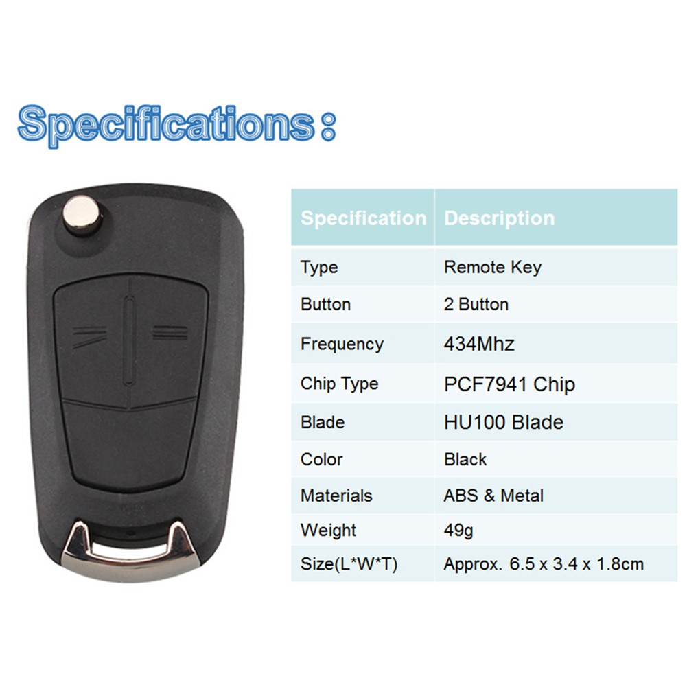 2 Buttons Pcf7941 Chip Car Remote Key For Vauxhall Opel Astra H Zafira B 05 06 07 08 09 10 433mhz Key Shopee Singapore