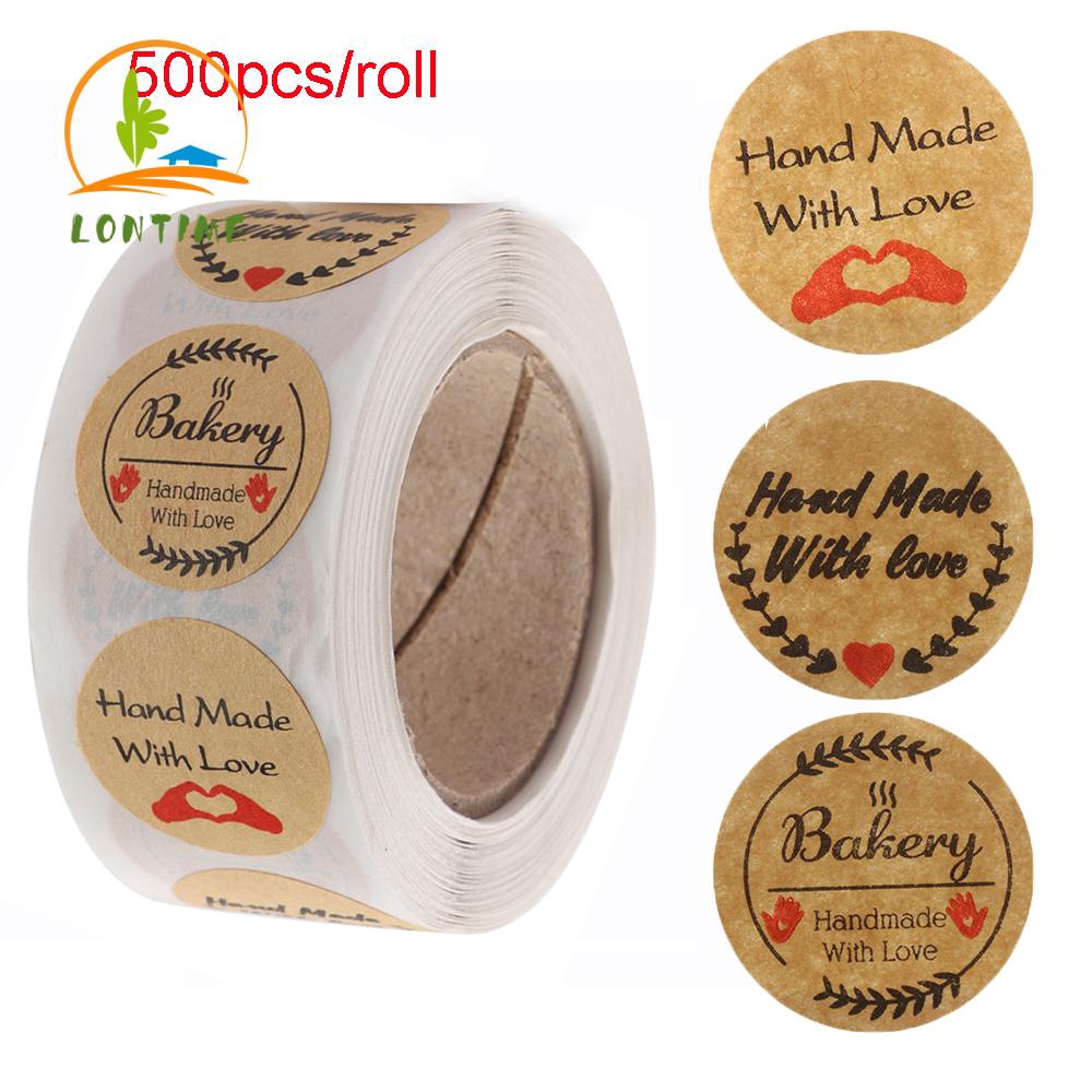 Decor Cookie Bags Box Package Label Tag Handmade with Love Kraft Stickers