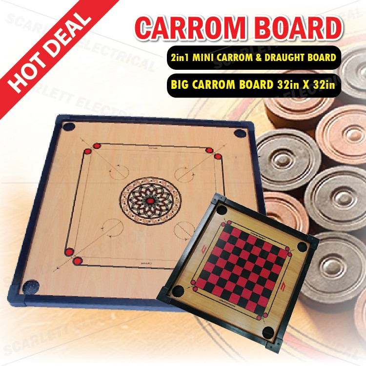 Wooden Carrom Board 2in1 Mini Draught Dam Haji Big Carrom Board Games ...