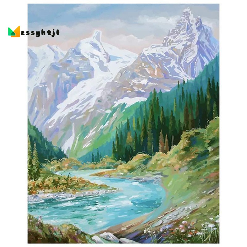 paintnumbers adults diy canvas oil acrylic painting kit for kids  adults snow mountain