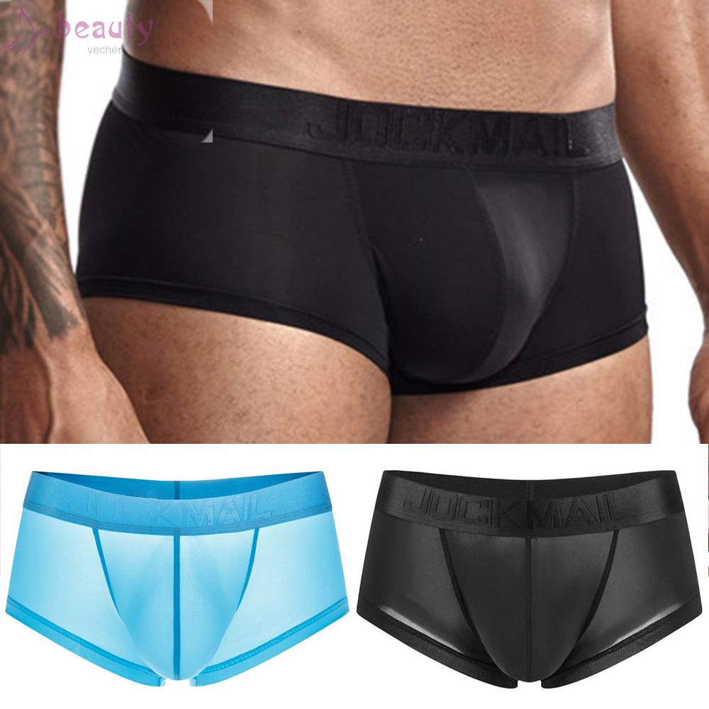 Mens Briefs Panties Male Mens Ultra Thin Ice Silk Low Waist Sheer Boxers Boxer Briefs Homewear Elastic See Through Shopee Singapore