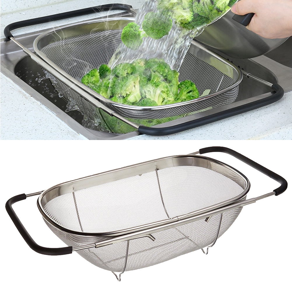 Over Sink Stainless Steel Adjustable Colander Strainer ...