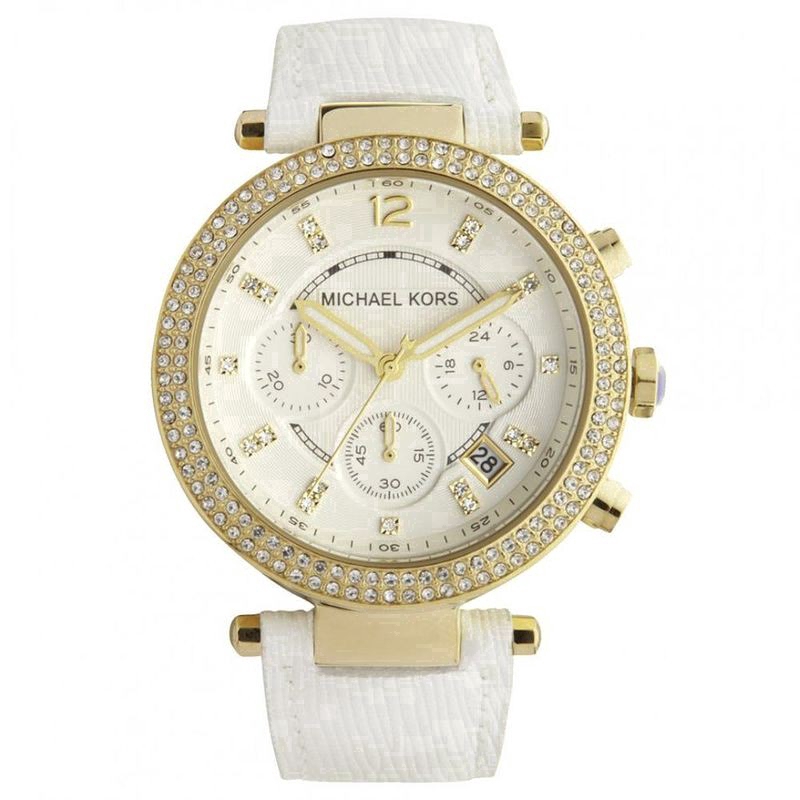 michael kors white leather watch