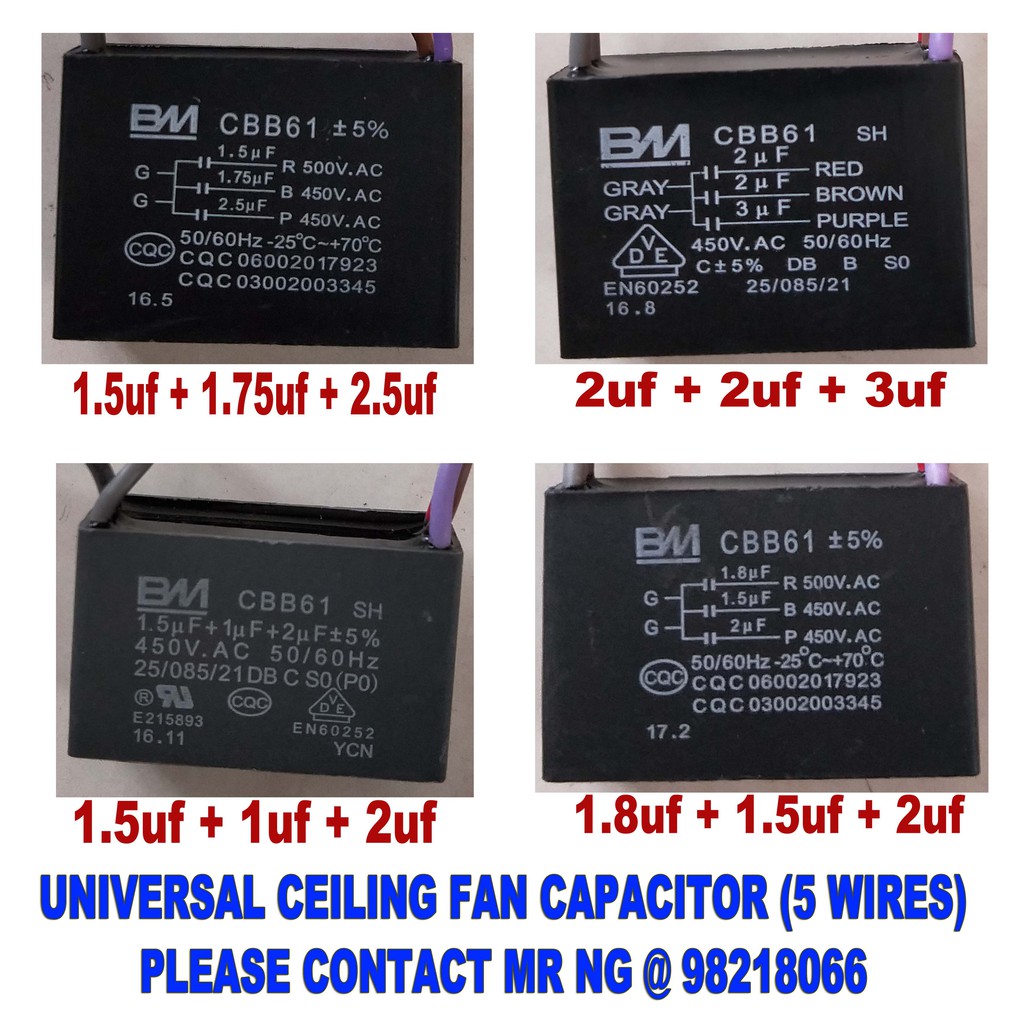 Ceiling Fan Capacitor 5 Wire Cbb61 Shopee Singapore
