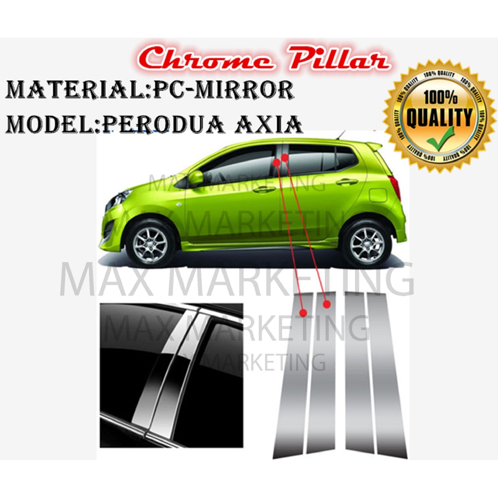 PERODUA AXIA CHROME PILLAR DOOR WINDOW PILLAR TRIM COVER 