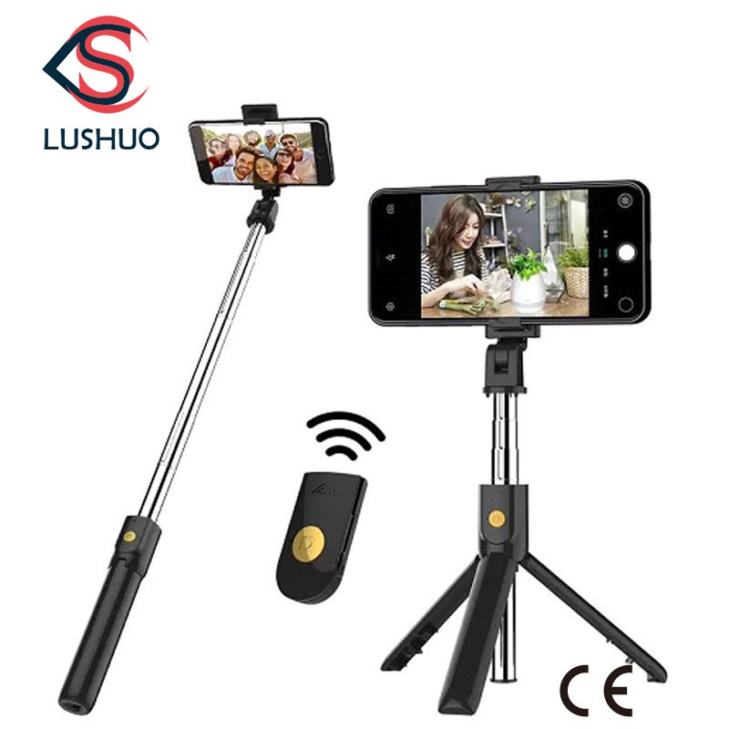 LUSHUO Bluetooth Selfie Stick Remote Control Tripod Handphone Live