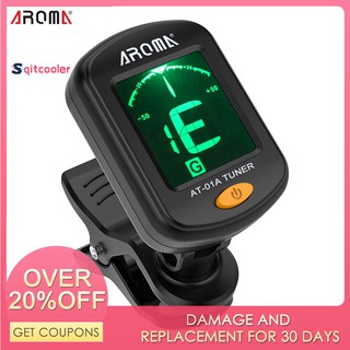 AROMA AT-01A Rotatable Clip-on Tuner LCD Display for Guitar Bass Ukulele Violin