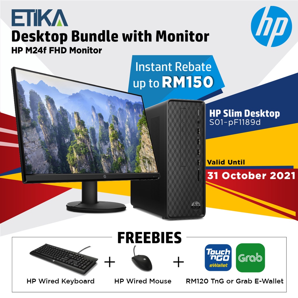 Hp Slim S01 Pf1189d Pc Hp V20 M22f M24f Monitor Bundle Deal Intel I5 10400 4gb 512gb Integrated Graphics W10 Shopee Singapore