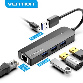 Vention USB HUB 3.0 2.0 USB to RJ45 Ethernet Card High Speed Gigabit 10/100/1000Mbps LAN Wired Network Adapter 4 Ports Docking Station for Laptop PC