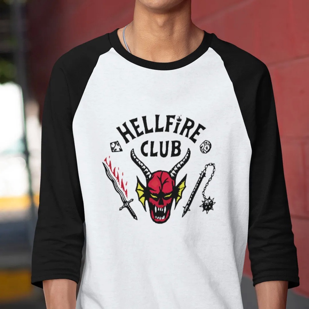 Raglan Hellfire Club T-Shirt - Stranger things | Shopee Singapore