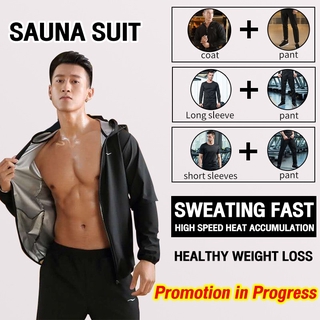 Image of [VSHELL]Ready Stock Fitness weight loss Sauna Suit Sweat Suit for men fast sweating track suit sauna jacket running Exercise Gym Anti-Rip Suit Burning Fat Plus Size
