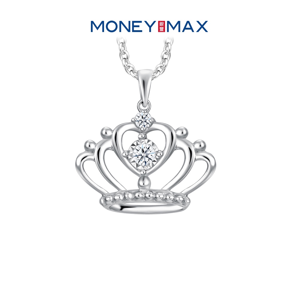 14K Bedazzled Queen Crown Diamond Pendant | Moneymax | 585WG Diamond Crown Pendant | MDP461