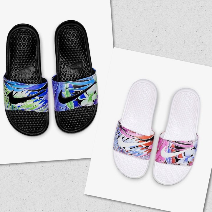 nike slippers floral