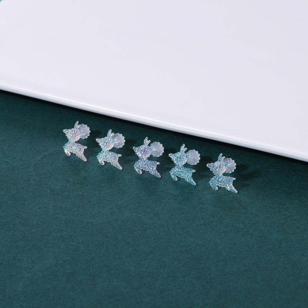 Image of 1 Pair 20G Cute Animals Shape Stud Earring Acrylic Heart Moon Invisible Resin Ear Studs Helix Conch Rock Piercings Jewelry #5