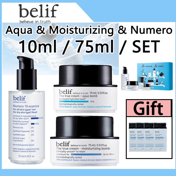 Belif The True Cream Aqua Bomb Moisturizing Bomb Numero 10 Essence Set Shopee Singapore