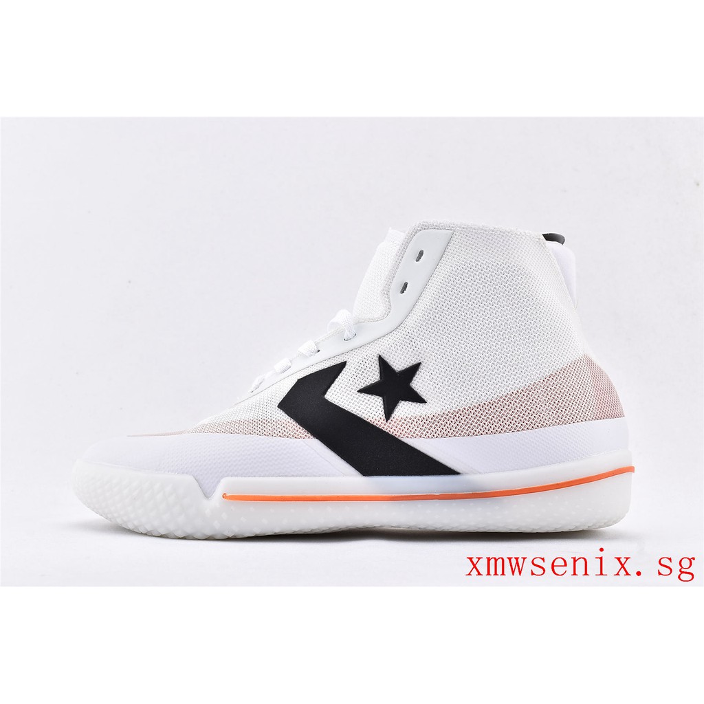 converse all star pro bb white black orange
