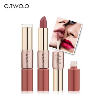 Image of O.TWO.O Lipstick 12 Colors Cosmetics Easy To Wear Matte Lipstick two in one lipstick