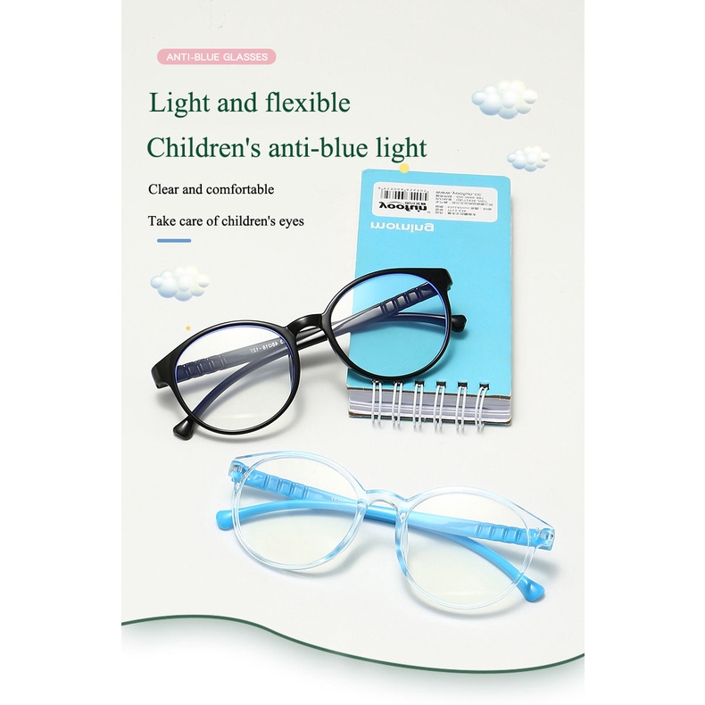 Children Light Frame Clear Eyeglasses Anti Blue Light Blocking Lens Computer Glasses Spectacles Frame Kids Without Degree Anti-radiation Myopia Eyewear