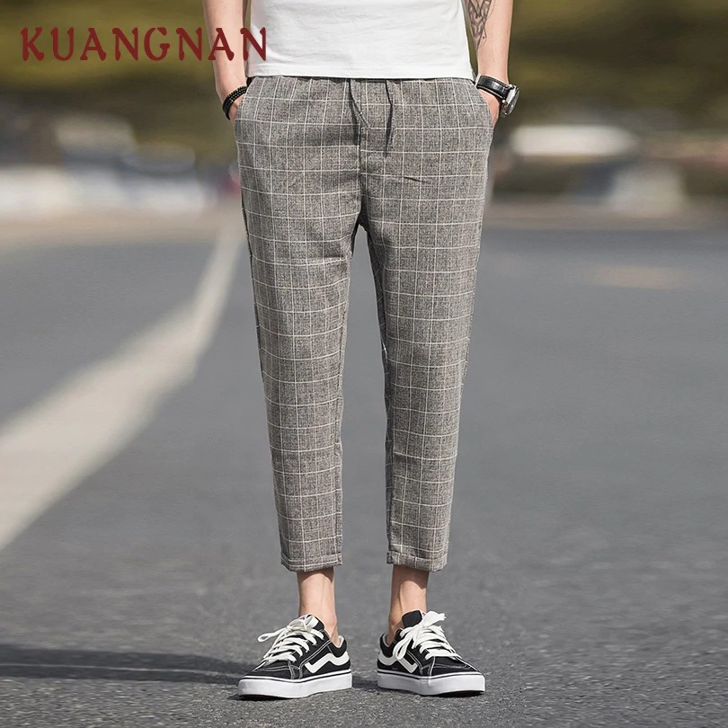 grey checkered pants mens outfit
