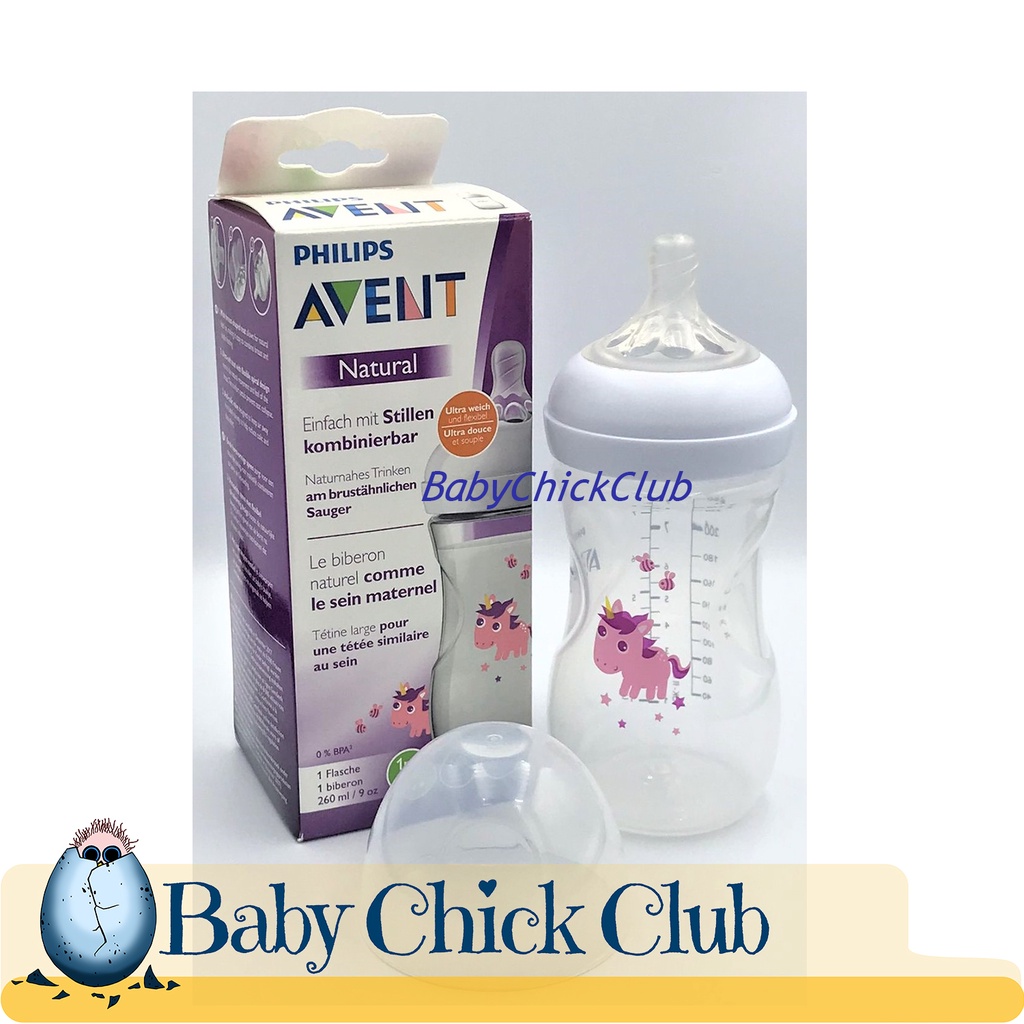 Philips Avent Natural Baby Bottle 9oz / 260ml Solo Pack with 1m+ Slow Flow Nipple ( Spiral )